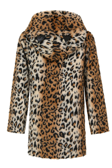 Herre vinter mellomlang leopard fuskepels frakk